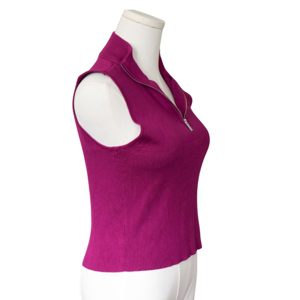 Calvin Klein Jeans Women's Sleeveless Quarter Zip Fuchsia Small - Picture 3 of 7